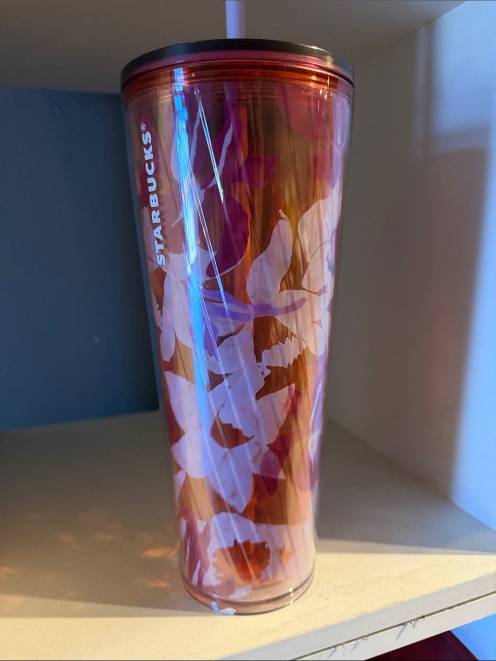 Starbucks Pink Orange Floral Insulated Tumbler